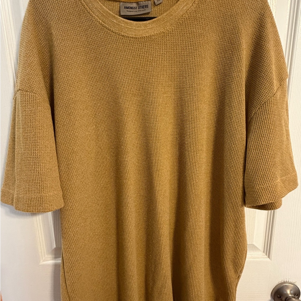 Tan Short Sleeve Knit Top